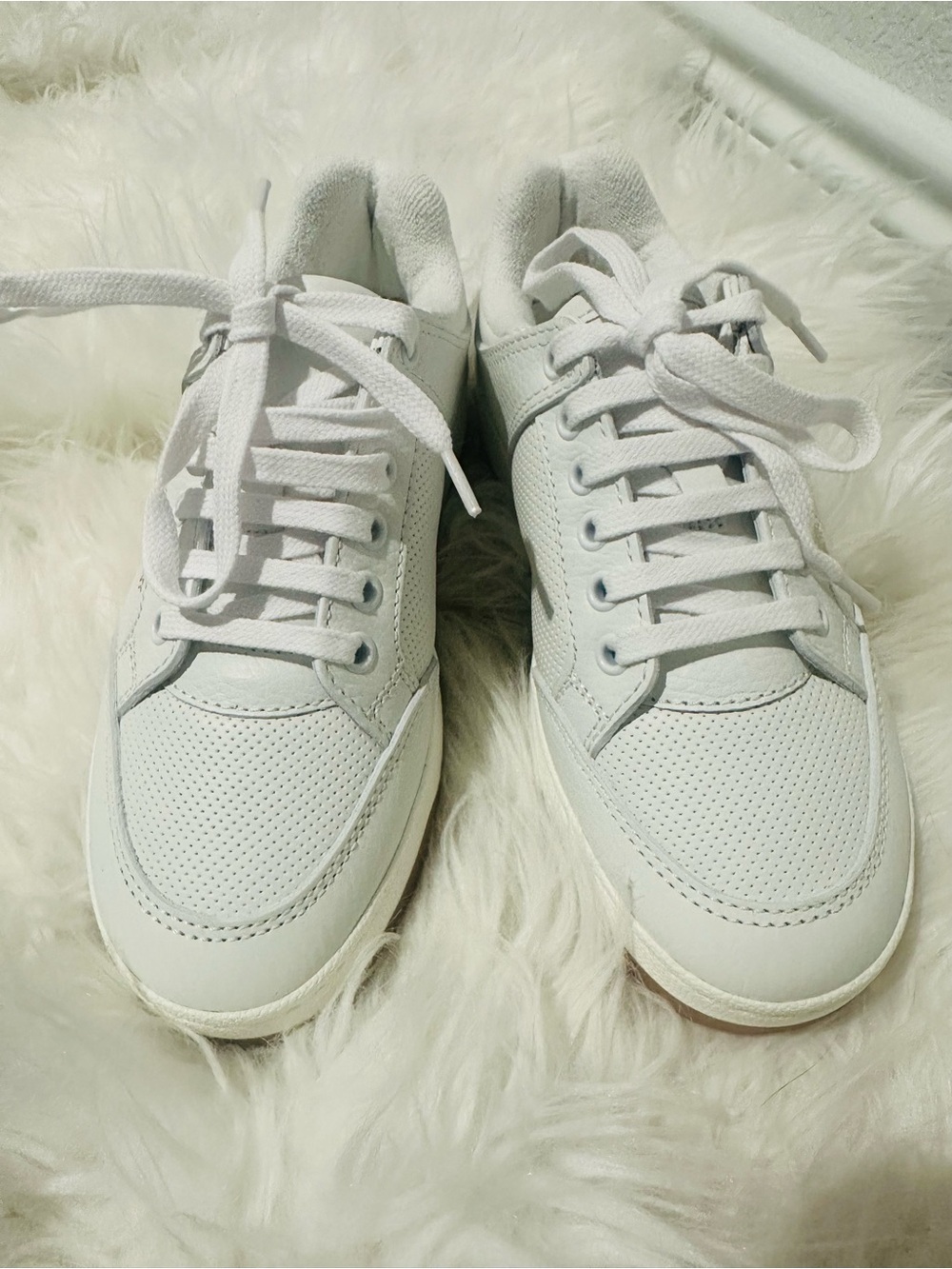 Saint Laurent White Perforated Leather Sneakers